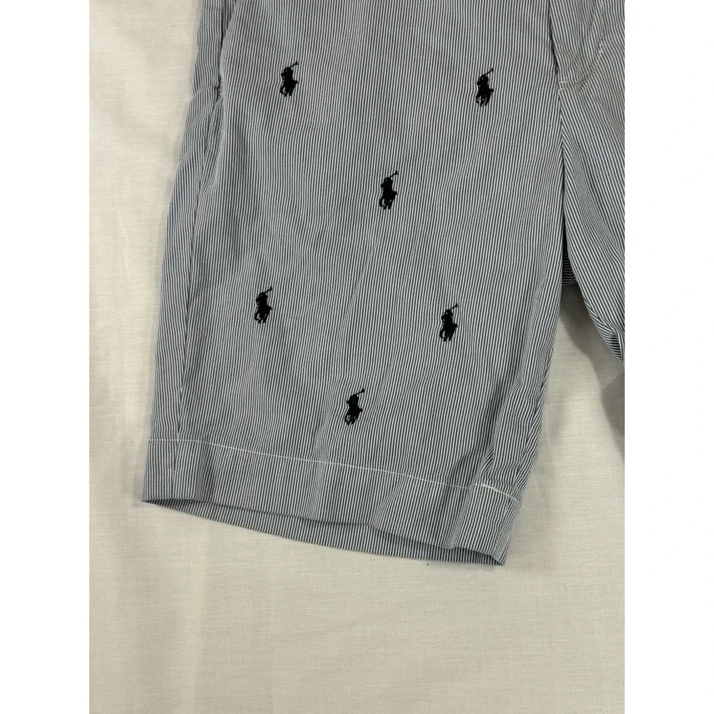 Polo Ralph Lauren Shorts Blue White Seersucker‎ Chino Pony Logo All Over Mens 29